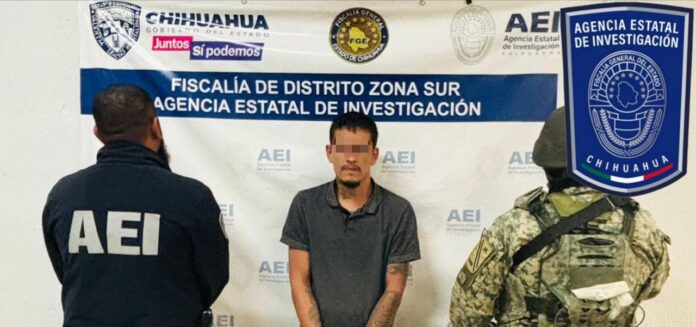 Detenido de crimen por agentes de la Fiscalía de Chihuahua, en una inspección en la zona sur, con oficiales de la Agencia Estatal de Investigación, en operativo estratégico en la ciudad de Chihuahua.