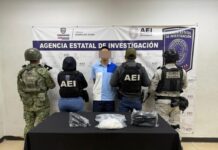 Detiene COE a masculino en posesión de arma de fuego y metanfetamina en Cd. Juárez