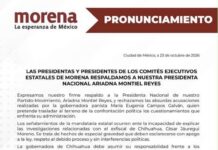 Respaldan las 32 dirigencias de Morena a Ariadna Montiel